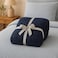 Elega Decor Jacquard Sherpa Blanket, Single Size 150x200 cm, Square Embossed Design - Navy Blue