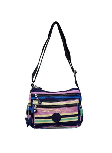 CAPRICE COLLECTION Crossbody Medium Bag Unisex  Waterproof Nylon, Lightweight &amp; Compact, Multi-Color Horizontal Stripes