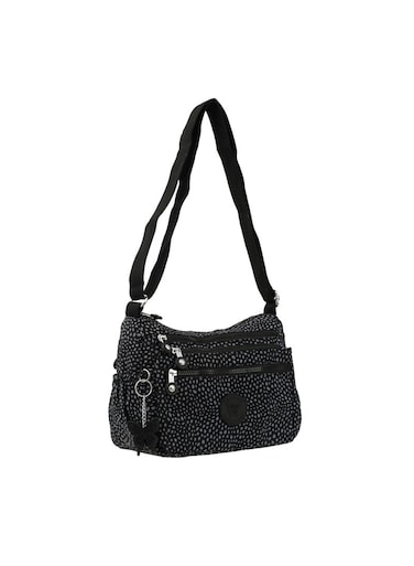 CAPRICE COLLECTION Crossbody Medium Bag Unisex  Waterproof Nylon, Lightweight &amp; Compact, Black &amp; White Polka Dot
