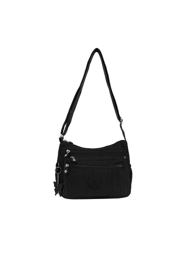 CAPRICE COLLECTION Crossbody Medium Bag Unisex  Waterproof Nylon, Lightweight &amp; Compact, Black