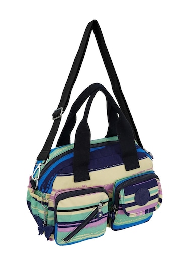 CAPRICE COLLECTION CAPRICE COLLECTION Crossbody Large Bag Unisex  Waterproof Nylon, Lightweight &amp; Compact, Multi-Color Horizontal Stripes