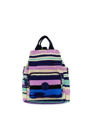 CAPRICE COLLECTION Unisex Everyday Medium BackPack  Lightweight, Compact Design, Waterproof Nylon, Adjustable Cotton Strap, Multi-Color Horizontal Stripe