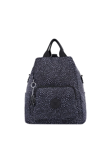 CAPRICE COLLECTION Unisex Everyday Medium Backpack  Lightweight, Compact Design, Waterproof Nylon, Adjustable Cotton Strap, Black and White Polka Dot