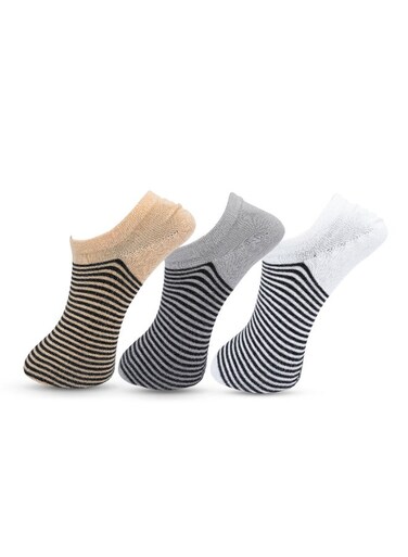 3 Pairs Mens No Show Socks - Cotton Non-Slip Loafer Sock - Free Size