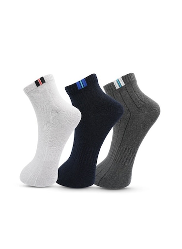 3 Pack Cushioned Ankle Socks Arch Support, Cushion Comfort - Free Zone