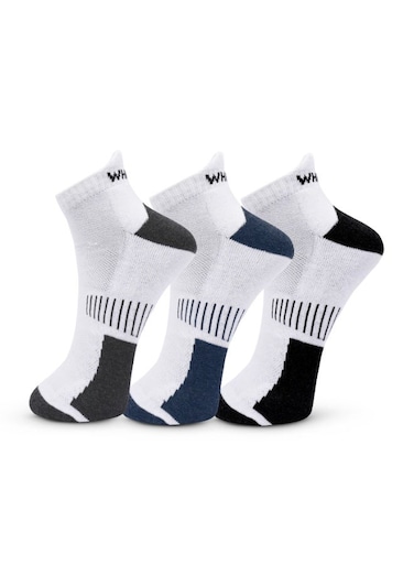 Men&rsquo;s Sneaker Half-Terry Low-Cut Socks &ndash; Breathable, Moisture-Wicking, Stay-Up Grip&ndash; 3 Pairs White   Suitable for All Seasons, Business Casual Wear, Free Size