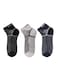 3 Pack Half-Terry Ankle Socks - Free Size - Blue, Light Grey and Black
