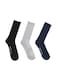 3 Pack Half-Terry Mid Calf Socks - Free Size - Blue, Light Grey and Black
