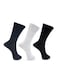 3 Pack Half-Terry Mid Calf Socks - Free Size - Blue, Light Grey and Black