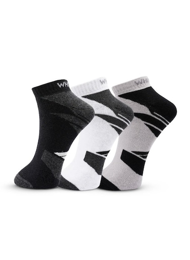 3 أزواج من الجوارب القصيرة من تيري - رمادي فاتح، أسود وأبيض