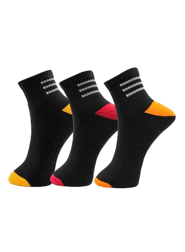 3 Pack Full-Terry Low-Cut Socks Mens Sneaker &ndash; Black