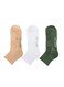 3 Pack Terry Ankle Socks - Green, Cream and White