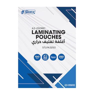 STANX Premium Laminating Pouches A3 (303 &times; 426 mm) &ndash; 250 MIC &ndash; Box of 100 &ndash; Clear Thermal Laminating Sheets for Office, School &amp; Home Use
