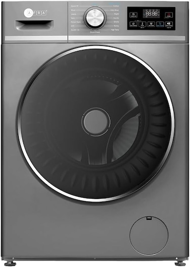 AFRA 8KG Front Load Washing Machine, 1200 RPM, Steam Function, Grey   Inverter Motor, Steam Function, Drum Clean, Child Lock, Eco 40-60 Mode, Auto Water Level Sensor And 1-Year Warranty