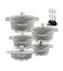 LIFE SMILE Cookware Set Granite Stone - Pots and Pans set Multi Layer Granite Non Stick Coating Cookware Sets 100% PFOA FREE, Kitchenware Cooking Sets and Frying Pans (Grey (17 Pieces))