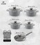 LIFE SMILE Cookware Set 16 pieces - Induction Bottom Pot and Pan set-Granite Non Stick Coating, Die Cast aluminum Body include Casseroles &amp; Fry Pan &amp; Kitchen Utensils, 100% PFOA FREE (Light Gray)