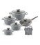LIFE SMILE Cookware Set 16 pieces - Induction Bottom Pot and Pan set-Granite Non Stick Coating, Die Cast aluminum Body include Casseroles &amp; Fry Pan &amp; Kitchen Utensils, 100% PFOA FREE (Light Gray)