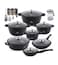 LIFE SMILE Cookware Set - Pots and Pans set Granite Non Stick Coating 100% PFOA FREE, Induction Base Cooking Set with Removable Silicone Handles - Oven Safe (Black Shine, 31 Pieces)