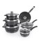 LIFE SMILE Cookware Set 12 Pieces Granite Stone - Pots and Pans set Multi Layer Granite Non Stick Coating Cookware Sets 100% PFOA FREE, Kitchenware Cooking Sets (Black, Deep Pans)