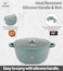 LIFE SMILE Cooking Pot - Multi Layer Non Stick Granite Coating 100% PFOA Free - Glass Lid With Silicone Rim - Detachable Silicone Handles - oven safe (Green, 24CM (4.1 Liters))
