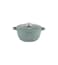 LIFE SMILE Cooking Pot - Multi Layer Non Stick Granite Coating 100% PFOA Free - Glass Lid With Silicone Rim - Detachable Silicone Handles - oven safe (Green, 24CM (4.1 Liters))