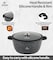 LIFE SMILE Cooking Pot - Multi Layer Non Stick Granite Coating 100% PFOA Free - Glass Lid With Silicone Rim - Detachable Silicone Handles - oven safe (Black, 24CM (4.1 Liters))