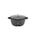 LIFE SMILE Cooking Pot - Multi Layer Non Stick Granite Coating 100% PFOA Free - Glass Lid With Silicone Rim - Detachable Silicone Handles - oven safe (Black, 24CM (4.1 Liters))
