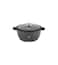 LIFE SMILE Cooking Pot - Multi Layer Non Stick Granite Coating 100% PFOA Free - Glass Lid With Silicone Rim - Detachable Silicone Handles - oven safe (Black, 24CM (4.1 Liters))
