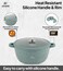 LIFE SMILE Cooking Pot - Multi Layer Non Stick Granite Coating 100% PFOA Free - Glass Lid With Silicone Rim - Detachable Silicone Handles - oven safe (Green, 32CM (9.5 Liters))