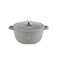 LIFE SMILE Cooking Pot - Multi Layer Non Stick Granite Coating 100% PFOA Free - Glass Lid With Silicone Rim - Detachable Silicone Handles - oven safe (Grey, 32CM (9.5 Liters))