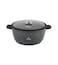 LIFE SMILE Cooking Pot - Multi Layer Non Stick Granite Coating 100% PFOA Free - Glass Lid With Silicone Rim - Detachable Silicone Handles - oven safe (Black, 36CM (13 Liters))