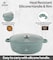 LIFE SMILE Shallow Pot - Multi Layer Non Stick Granite Coating 100% PFOA Free - Glass Lid With Silicone Rim - Detachable Silicone Handles - Oven Safe Frying Pan (Green, 28CM (3.9 Liters))