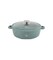 LIFE SMILE Shallow Pot - Multi Layer Non Stick Granite Coating 100% PFOA Free - Glass Lid With Silicone Rim - Detachable Silicone Handles - Oven Safe Frying Pan (Green, 28CM (3.9 Liters))
