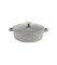LIFE SMILE Shallow Pot - Multi Layer Non Stick Granite Coating 100% PFOA Free - Glass Lid With Silicone Rim - Detachable Silicone Handles - Oven Safe Frying Pan (Grey, 28CM (3.9 Liters))