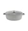 LIFE SMILE Shallow Pot - Multi Layer Non Stick Granite Coating 100% PFOA Free - Glass Lid With Silicone Rim - Detachable Silicone Handles - Oven Safe Frying Pan (Grey, 36CM (7.8 Liters))