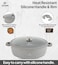 LIFE SMILE Shallow Pot - Multi Layer Non Stick Granite Coating 100% PFOA Free - Glass Lid With Silicone Rim - Detachable Silicone Handles - Oven Safe Frying Pan (Grey, 40CM (9.6 Liters))