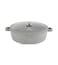 LIFE SMILE Shallow Pot - Multi Layer Non Stick Granite Coating 100% PFOA Free - Glass Lid With Silicone Rim - Detachable Silicone Handles - Oven Safe Frying Pan (Grey, 40CM (9.6 Liters))