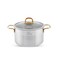 LIFE SMILE Cooking Pot with Lid 18/10 Pure Stainless Steel - Thick Induction Base Double Handle Stock Pot - Non-Toxic, 100% PFOA, PTFE &amp; PFOS Free - Oven Safe Casserole (Gold, 24 CM (5.7 Liters))