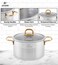 LIFE SMILE Cooking Pot with Lid 18/10 Pure Stainless Steel - Thick Induction Base Double Handle Stock Pot - Non-Toxic, 100% PFOA, PTFE &amp; PFOS Free - Oven Safe Casserole (Gold, 26 CM (7.3 Liters))