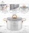 LIFE SMILE Cooking Pot with Lid 18/10 Pure Stainless Steel - Thick Induction Base Double Handle Stock Pot - Non-Toxic, 100% PFOA, PTFE &amp; PFOS Free - Oven Safe Casserole (Gold, 28 CM (9.7 Liters))
