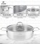 LIFE SMILE Shallow Pot with Lid - 18/10 Pure Stainless Steel - Induction Base Double Handle Fry Pan - Non-Toxic, 100% PFOA, PTFE &amp; PFOS Free - Oven Safe Saute Pan (Gold, 24 CM (3 Liters))