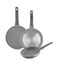 LIFE SMILE Frying Pan Set - Multi Layer Non Stick Granite Coating Fry Pan Set   PFOA FREE   Induction Base Pan   Heat-Resistant Handle with Hanging Loop (Gray, 20/24/28 CM)