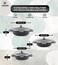 LIFE SMILE Shallow Pots Set with Lid   100% PFOA FREE   Non Stick Granite Coating Frying Pans set   Oven Safe   Double Handle (Black (Induction Base), 20/24/28 CM)