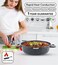 LIFE SMILE Shallow Pots Set with Lid   100% PFOA FREE   Non Stick Granite Coating Frying Pans set   Oven Safe   Double Handle (Black (Induction Base), 24/28/32 CM)