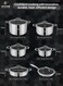 Life Smile 12 Pcs Stainless Steel Cookware Scratch Resistant Pots Pans
