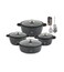 LIFE SMILE Cookware Set - 18 Pieces Pots and Pan set Granite Non Stick Coating 100% PFOA FREE, Induction Base Cooking Set with Removable Silicone Handles - Oven Safe (Black)