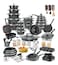 LIFE SMILE Cookware Set Granite Stone - Pots and Pans set Multi Layer Granite Non Stick Coating Cookware Sets 100% PFOA FREE, Oven Safe Cooking Sets (Black, 134 Pieces)