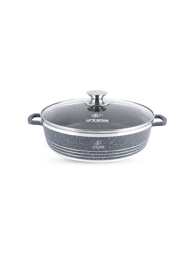 Life Smile Non Stick Shallow Pot with Multi Layer Non Stick Granite Coating