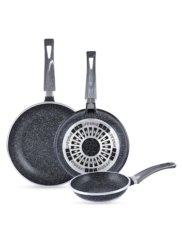 Life Smile Non Stick Frying Pan Set of 3 with Heat Resistant Handle