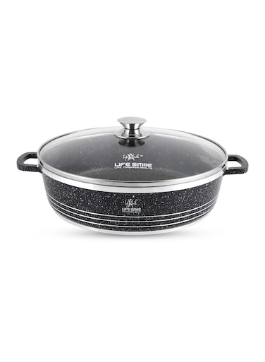Life Smile Non Stick Shallow Pot with Multi Layer Non Stick Granite Coating